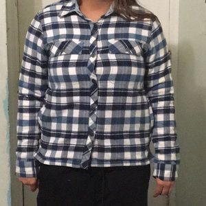 Columbia Blue and White Flannel Cardigan